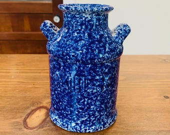 Vintage Blue Spongeware Milk Jug