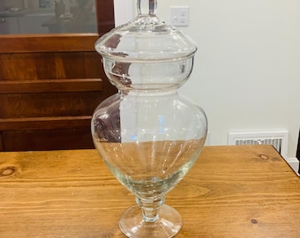 Clear Glass Large Pedestal Apothecary Jar