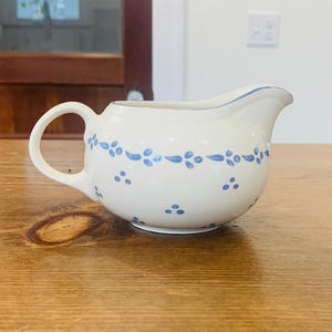 Vintage English White with Blue Floral Cottage Core Creamer