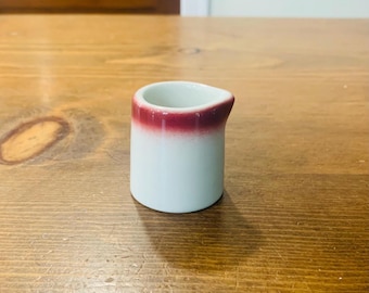 Vintage Shenango China White Ironstone Restaurant Creamer with Red Trim