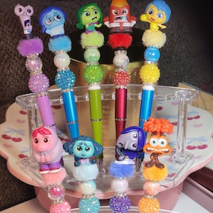 Disney's Inside Out 2 Inspired Autograph Pen, beaded ballpoint pen made with authentic Disney Doorables.
