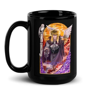 Jareth The Goblin King- Labyrinth Illustrated Black Glossy Mug
