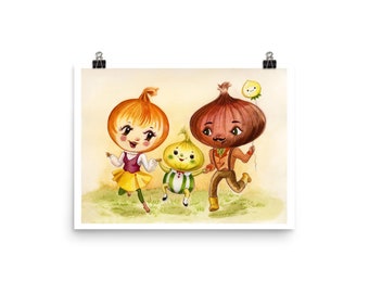 Kitschy Cute Onion Family Matte Art Print (Choose your size!)
