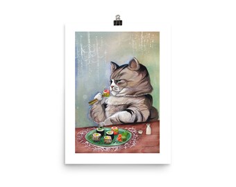 Sushi Cat "Fancy Feast" Matte Poster Print