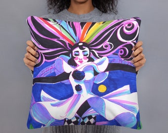 Pierrot Synergy Art Deco Throw Pillow- Choose your size