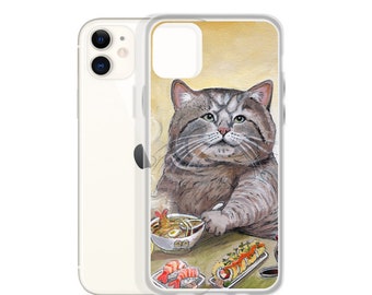 Sushi Cat- Noodle Soup Tempura Udon- Big Kitty - Cut iPhone Case-Choose. your style