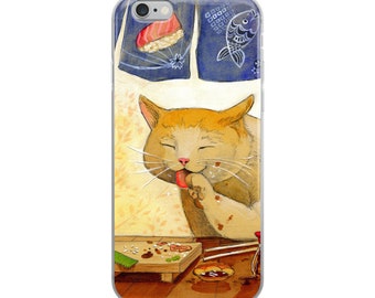 Sushi Cat- "All Done!" Illustrated iPhone Case- Choose your iphone type!