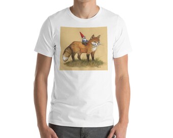 Gnome and Fox woodland Short-Sleeve Unisex T-Shirt -Choose your size!