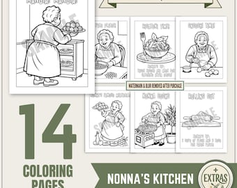 NONNA'S KITCHEN Coloring Pages • 14 Printables • Digital Download