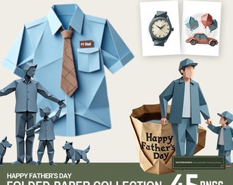 Father's Day PNGs • 45 Cliparts • Folded Paper-Effect • Digital Download