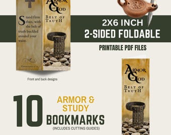 Armor of God Bookmarks • 10 2-Sided Foldables • 2x6 • BIBLE STUDY BUNDLE • Digital Download