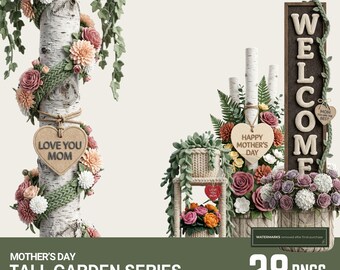 Mother's Day Tall Garden PNGs • 28 Designs • FLOWER BUNDLE • Digital Download