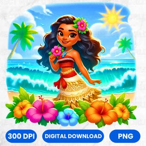 Princess Summer Vibe Png, Princess Png Sublimacja Projektu, Dziecięca Kreskówka Png, Rysunek Plaży Png, Natychmiastowe Pobieranie Cyfrowe
