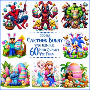 60 PNG Easter Cartoon, Easter Mega Bundle png Bundle, Retro Easter png, kids easter png bundle, Easter'S Day Design, Kids Png