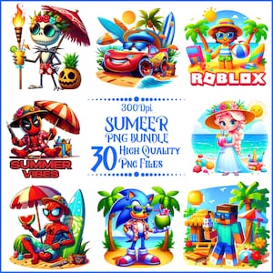 30 PNG Summer Cartoon, Summer Mega Bundle png Bundle, Retro summer png, kids summer png bundle,  summer Day Design, Kids Png