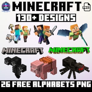 130+ Mine PNG Bundle, Gaming PNG bundle, Gaming Clipart, Gift for Gamer  Fonts, Gaming gifts for him, Ready for print, Digital Download