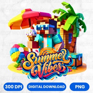 Mine Summer Vibe Kids Cartoon Png, Mine Png Sublimacja Projekt, Dzieci Cartoon Png, Cartoon Beach Obraz Png, Natychmiastowe Pobieranie Cyfrowe