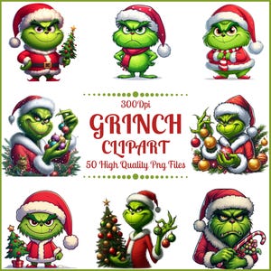 Weihnachten Grinch PNG | Grinch Weihnachten Clipart | Weihnachtsfilme| Transparenter Hintergrund | Digitaler Download Perfekt für DIY Geschenke & Kunsthandwerk