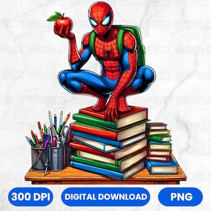 Superhero Back to School PNG, Cartoon Png Transparent, Kids Png Back to School Clipart High Quality, Instant Download
