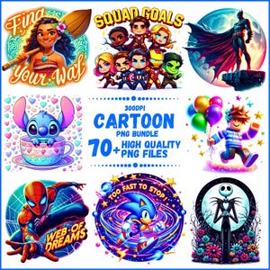 70+ Cartoon PNG Bundle, Cartoon Clipart Bundle, kids Cartoon png bundle, Cartoons Bundle, Digital Download