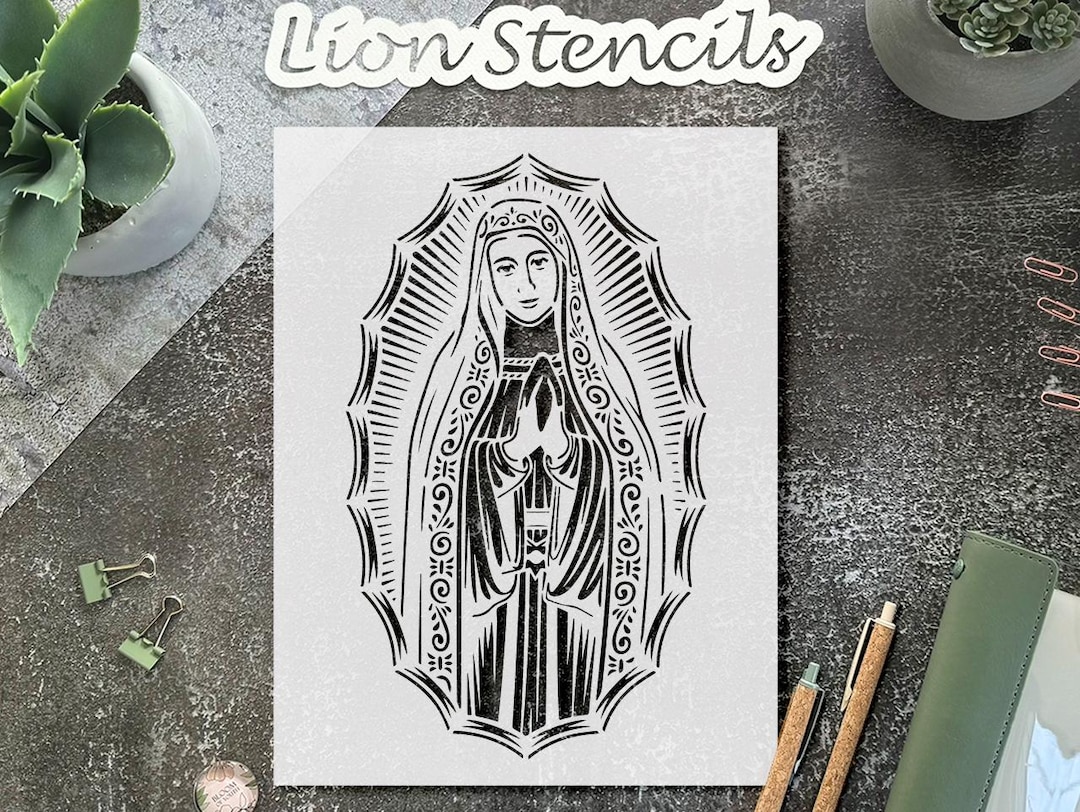 Virgin Mary Blessed Mother Stencil Template Reusable 8.5 X 11