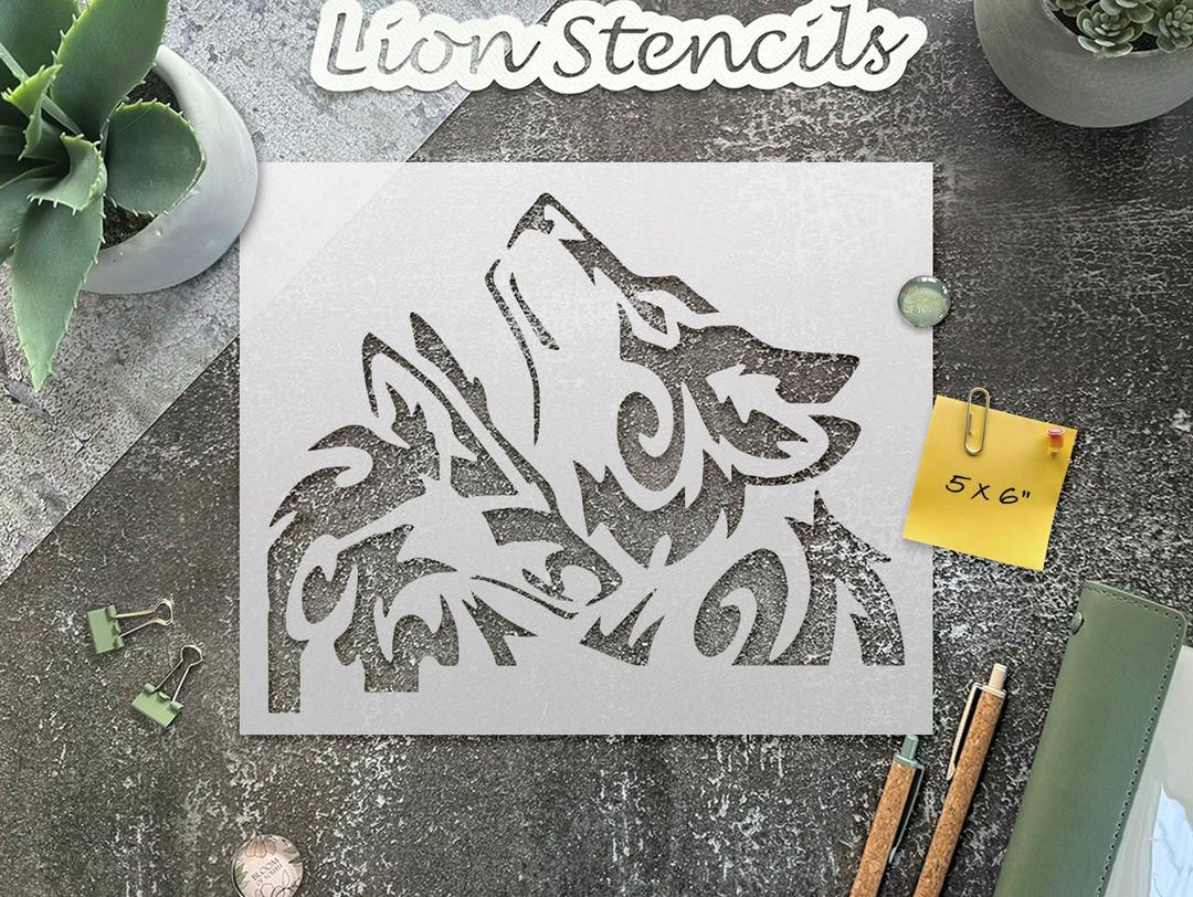 Wolves Template Wolf Stencil - Reusable Wildlife Template for DIY Crafts, Wall Art ...