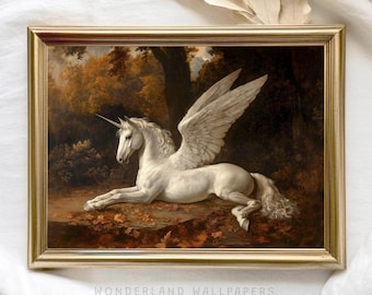 Fall Forest Unicorn Print: Vintage Fantasy Wall Art (Printable)