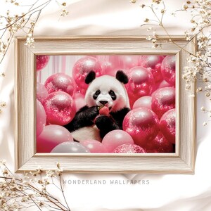 Arte imprimible de oso panda, fiesta rosa, arte de bola de discoteca rosa, apartamento femenino, impresión de arte de pared, dormitorio universitario, arte IMPRIMIBLE / WP116