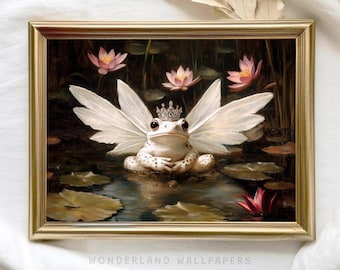 Fairy Frog Princess Art Print: Whimsical Cottagecore Decor (Digital Download)
