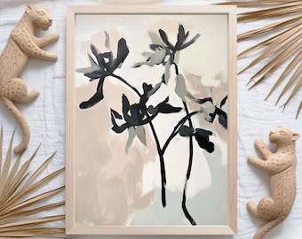 Abstract Floral Watercolor Print: Modern Botanical Wall Art (Digital Download)