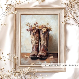 Fall Print, Cowgirl Boots PRINTABLE At, Western Wall Art Print, Coastal Cowgirl Aesthetic Poster, Dorm Boho Digital Download | WP077
