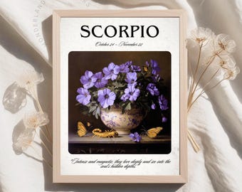 Scorpio Zodiac Printable Wall Art: Vintage Astrology Decor (Digital Download)