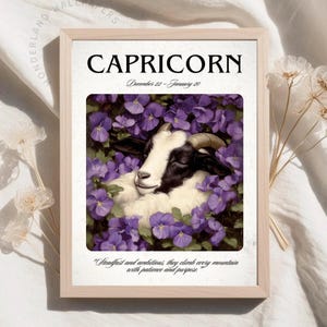 Capricorn Vintage Zodiac Print, Star Sign PRINTABLE Art, Horoscope Wall Decor, Vintage Capricorn Print, Capricorn Astrology Gift | WP362