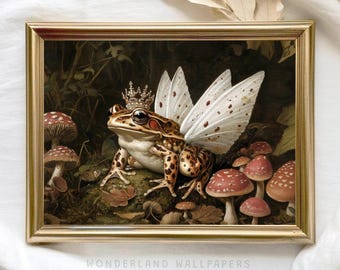 Forest Fairy Frog Art Print: Cottagecore Mushroom Decor (Digital Download)