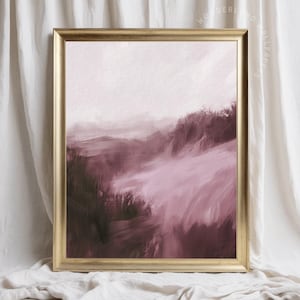 Muted Purple Abstract Landscape Watercolor Painting (Digital Download)