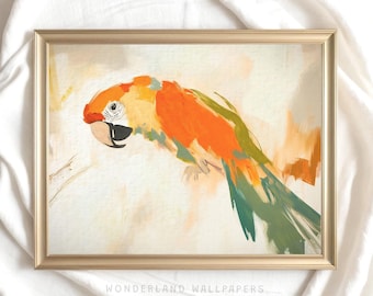 Pastel Parrot Painting: Modern Bird Art Print (Digital Download)