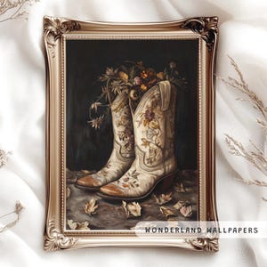 Fall Aesthetic Cowgirl Boots Print, Cowgirl PRINTABLE Art, Western Wall Art Print, Coastal Cowgirl Poster, Boho Digital Download | WP078