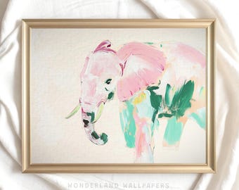 Pastell rosa Elefant Kinderzimmer DRUCKBARE Wand Kunst Mädchen Zimmer Dekor Elefant Wand Druck Minimalist Baby Zimmer Kunst Digital Download | AP479