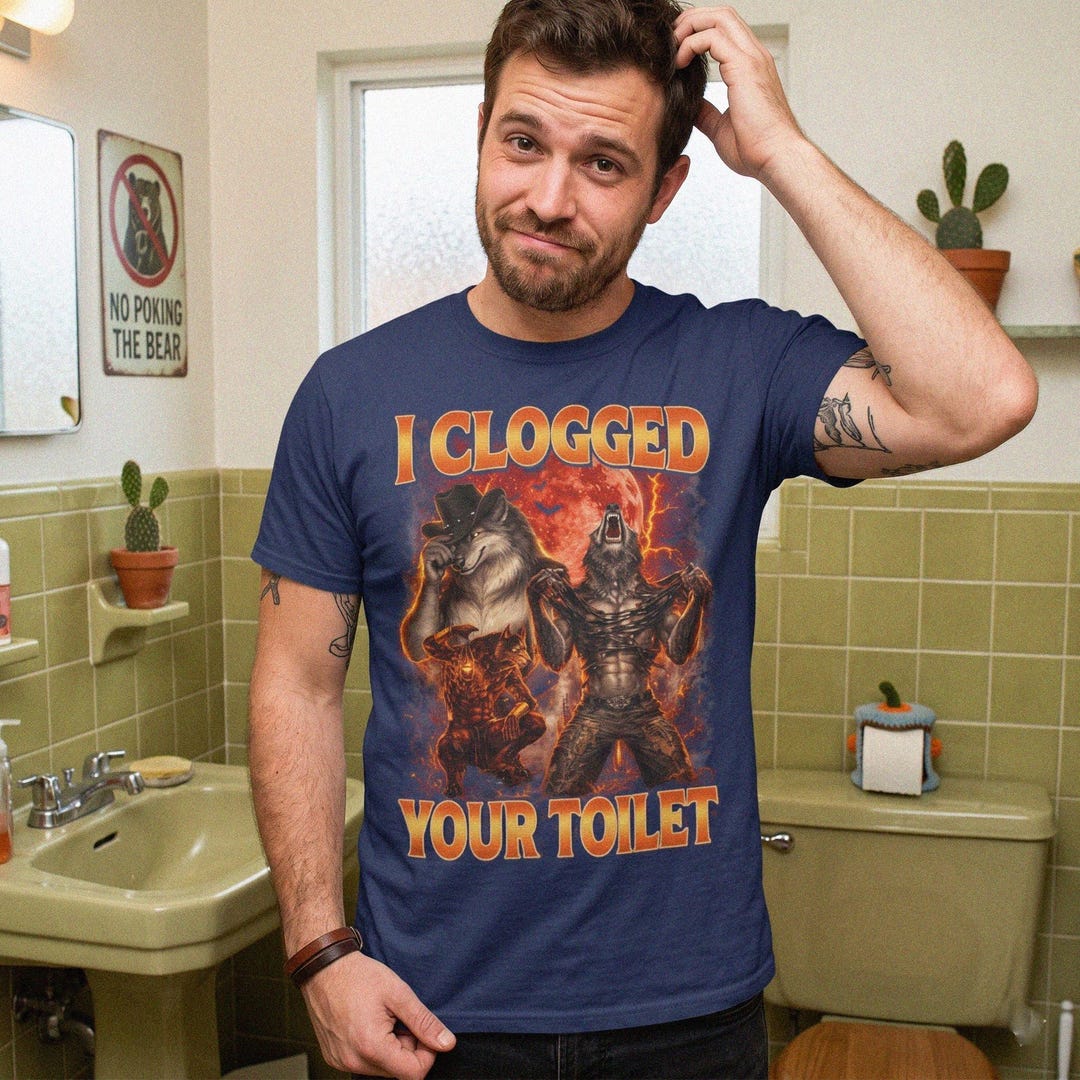 Retro Werewolf T-shirt, Vintage 90s Bootleg Wolf Tee, Funny Meme Shirt ...
