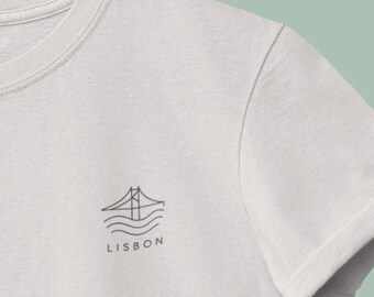 Camiseta de algodón orgánico de Lisboa: Camiseta minimalista de viaje a Portugal