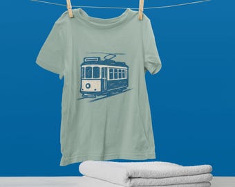 Lisbon Tram T-Shirt: Organic Cotton Electrico Tee, Portugal Art Portugal