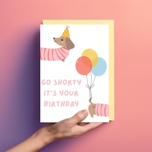 Cute Sausage Dog Birthdaycard, Greetingscard for Dog Lover, Wienerdog with Partyhat, Funny Dog Birthdaycard, Dachshund Fan, Kids Birthday