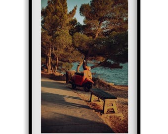 Coastal Scooter Art Print: Vespa Photography Wall Decor