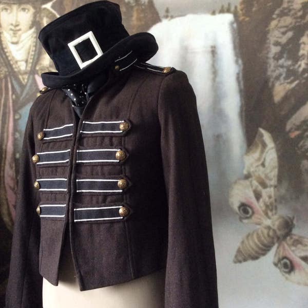 Steampunk Jacket gothic boho marching band military sgt pepper style empire waist Jane austen size 36 chest