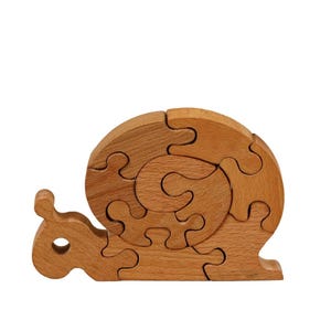 Handmade Wooden Snail Puzzle | Waldorf Educational Toy | Natural Wood Toy for Toddlers and Kids