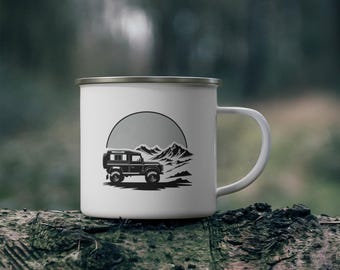 Taza de esmalte Land Rover Defender de 355 ml para regalo de aventura, compromiso, recién casados, aniversario