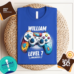 Custom Birthday Shirt | Birthday Unlocked Shirt | Boy Gamer T-Shirt | Kids Birthday Party | Level up birthday | Custom Shirt