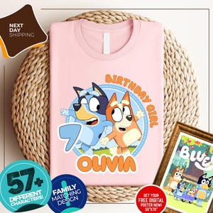 Bluey Birthday Shirt | Custom Bluey Shirt | Birthday Shirt for Boy and Girl | Family Matching Shirts | Personalized Shirt | Birthday Outfit