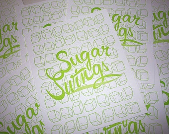 Sugar Swings Green Sugarcube Letterpress Kitchen Print