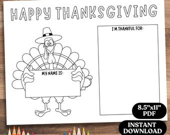 Thanksgiving Placemat Craft for Kids: Coloring Page Activity (Digital Download, 8.5x11 Printable)